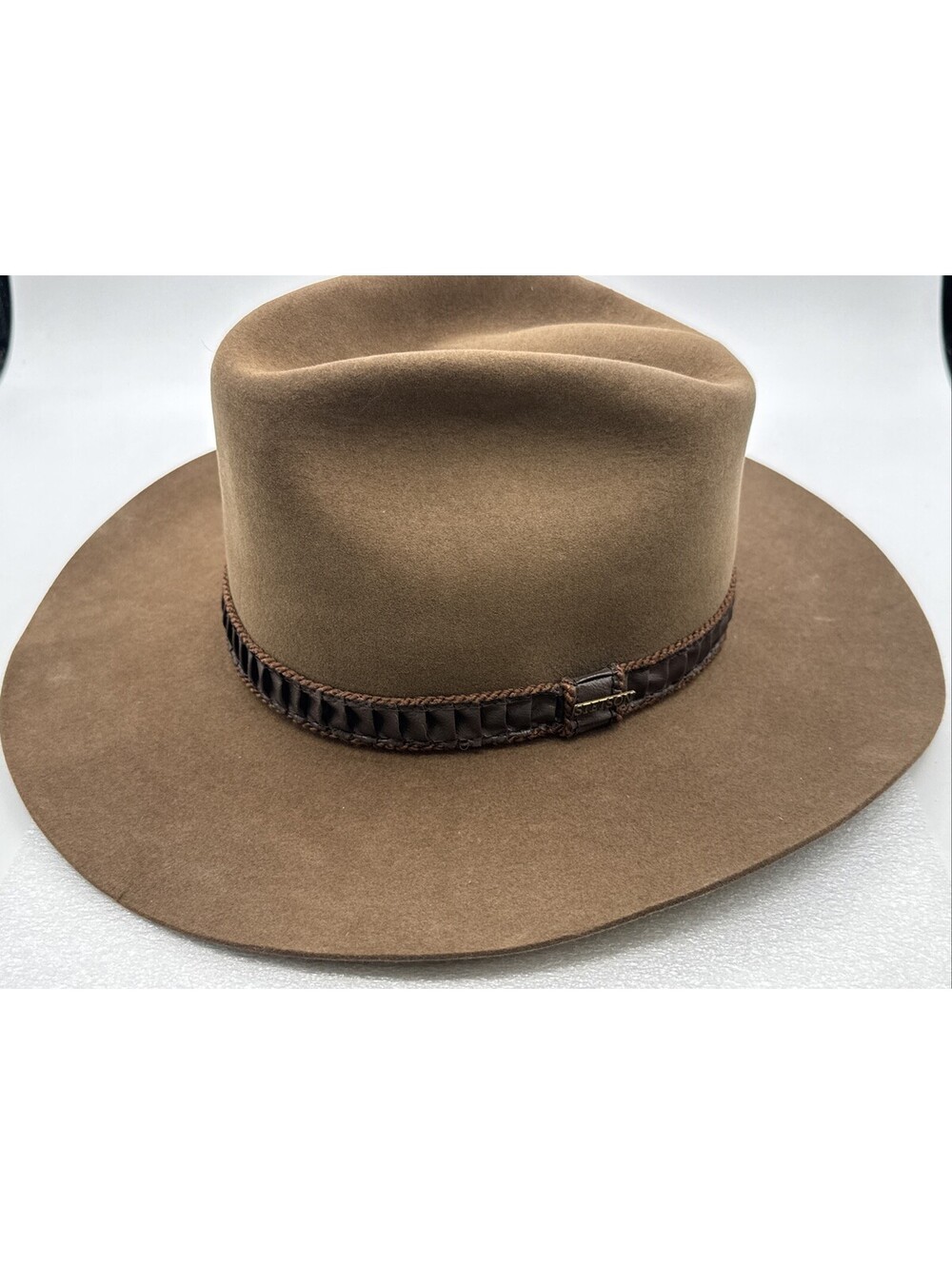 STETSON Beaver Long Oval Brown Felt Hat Classic Western Style 4X Beaver 7-3/8 59